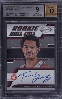 2018/19 Topps Certified Rookie Roll Call Auto #RRC-TY Trae Young - BGS MINT 9/BGS 10
